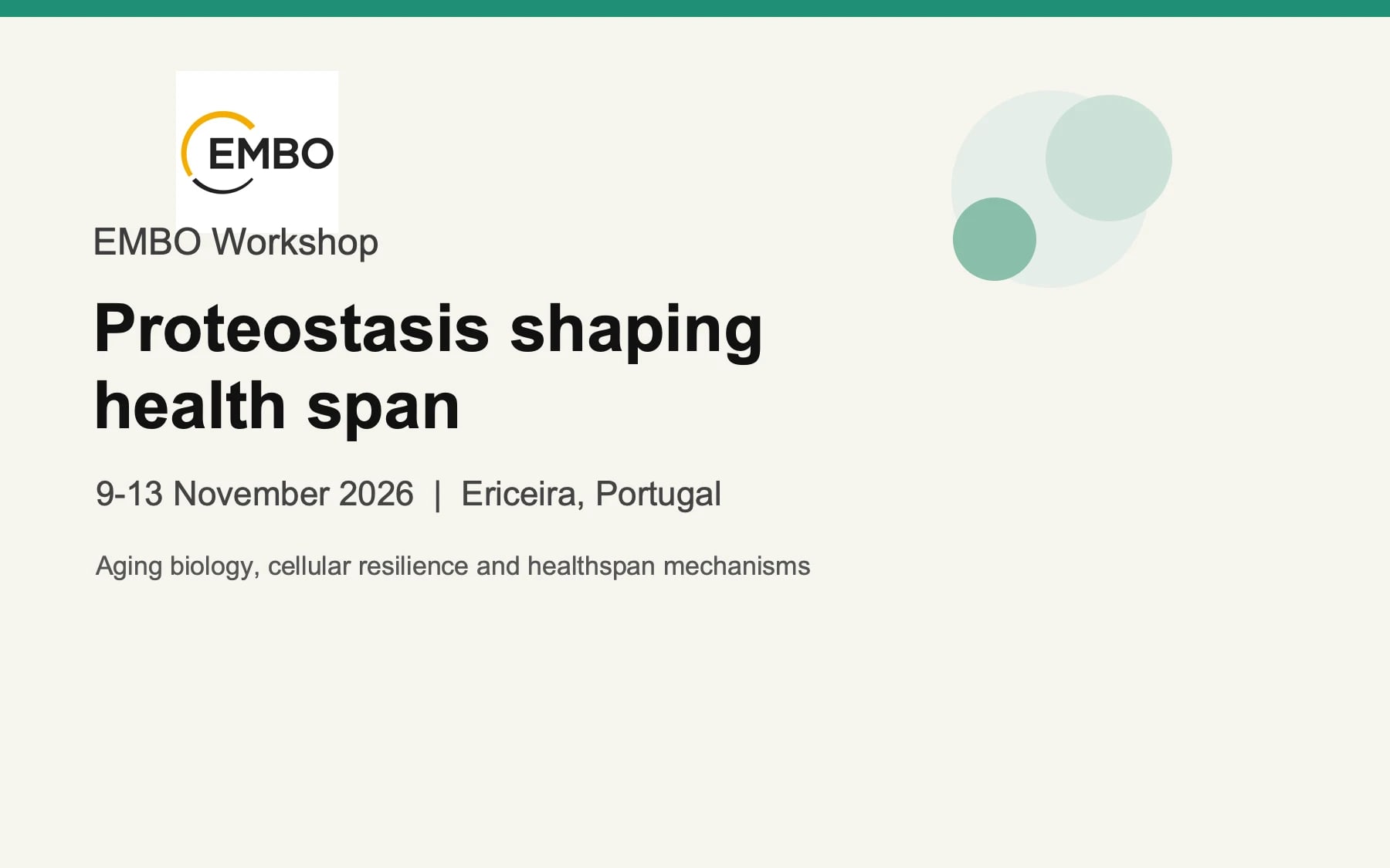 EMBO Workshop: Proteostasis Shaping Health Span (Ericeira, Portugal)