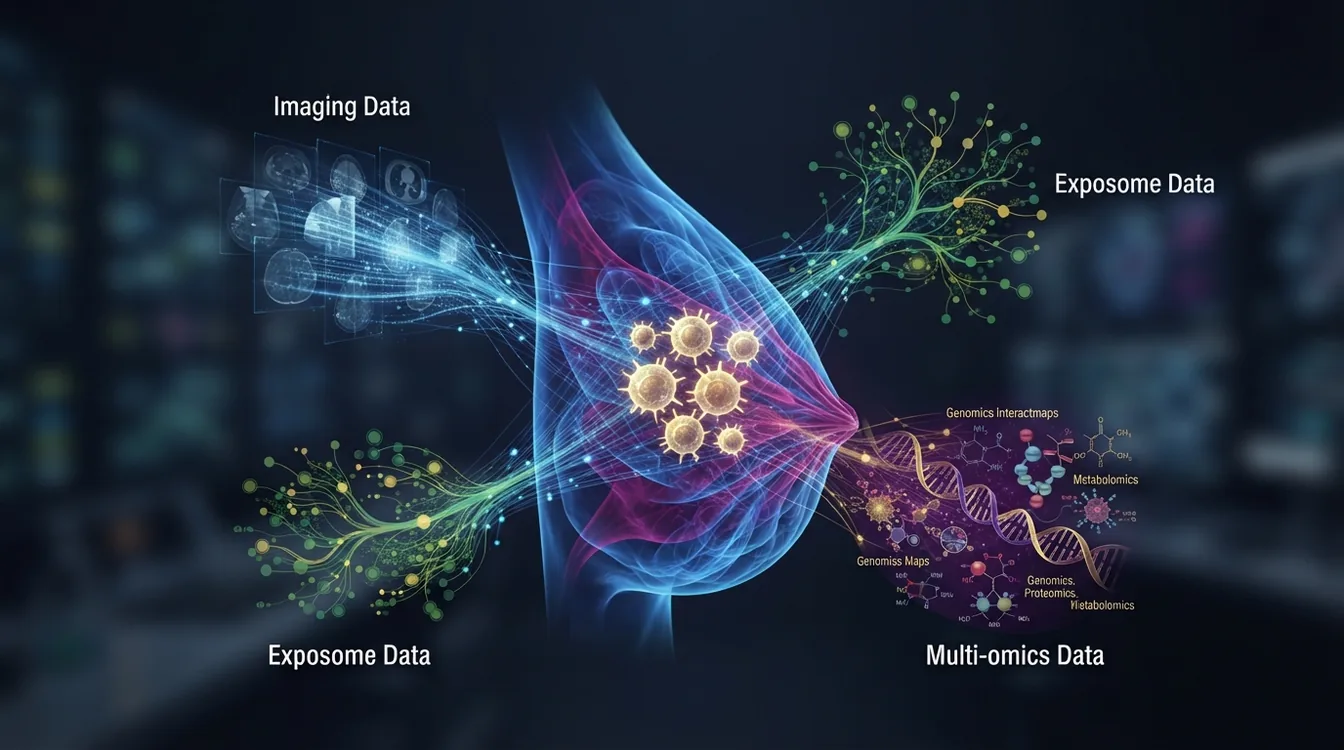 Artificial Intelligence-Based Integration of Imaging, Exposome, and Multi-omics Data for Immune-Related Biomarker Discovery and Precision Prevention in Breast Cancer