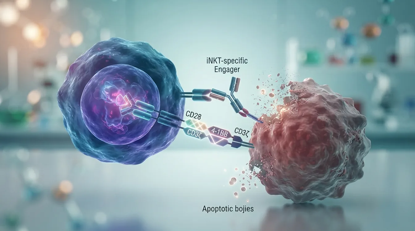 Enhancing iNKT cell immunotherapy through the integration of optimized CAR endodomains and iNKT engagers