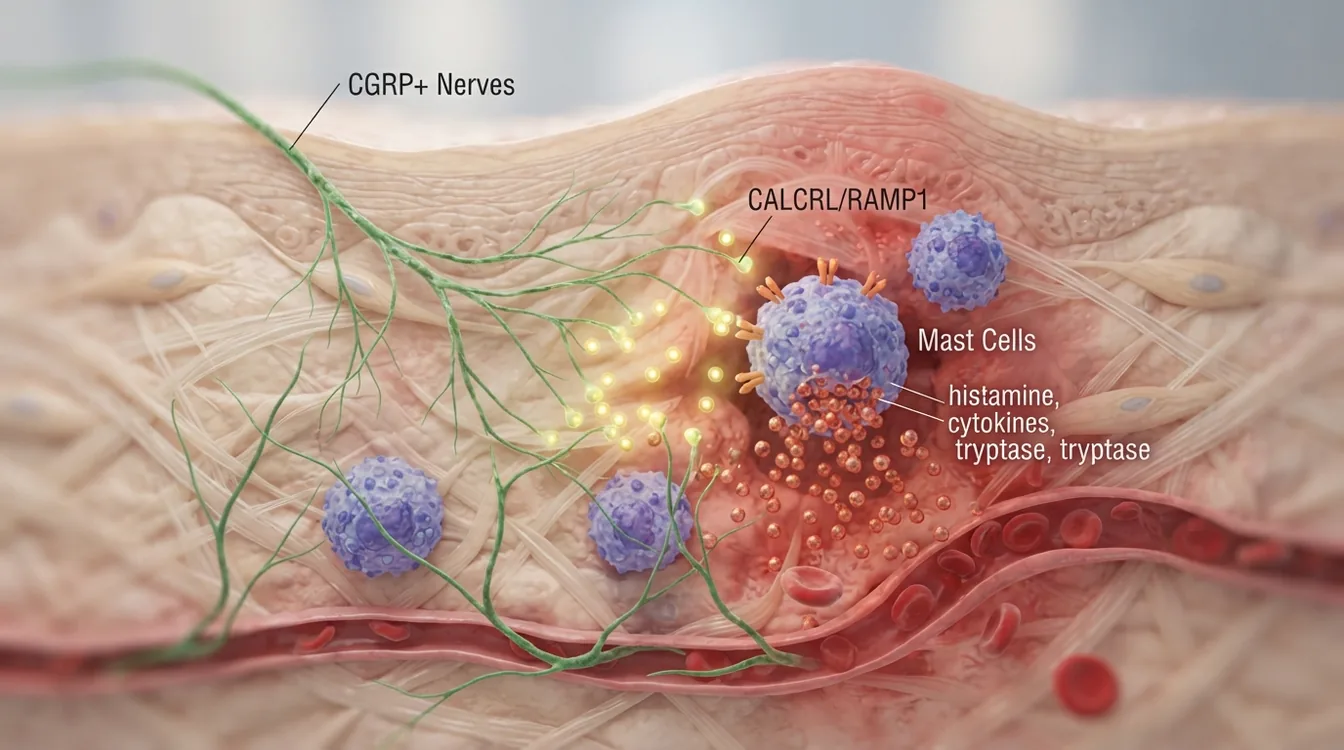 Calcitonin gene-related peptide promotes mast cell-mediated neuroimmune inflammation through the CALCRL/RAMP1–JAK3–STAT1 axis in rosacea
